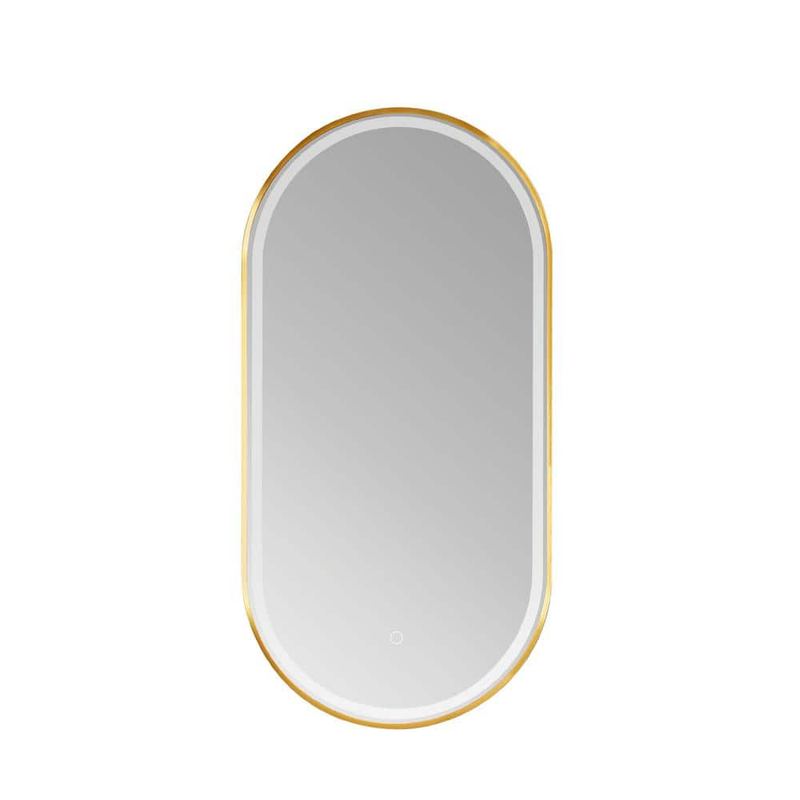 ROSWELL - Grande 18 in. W x 36 in. H Aluminium Framed Oval LED Wall Bathroom Vanity Mirror in Brushed Gold