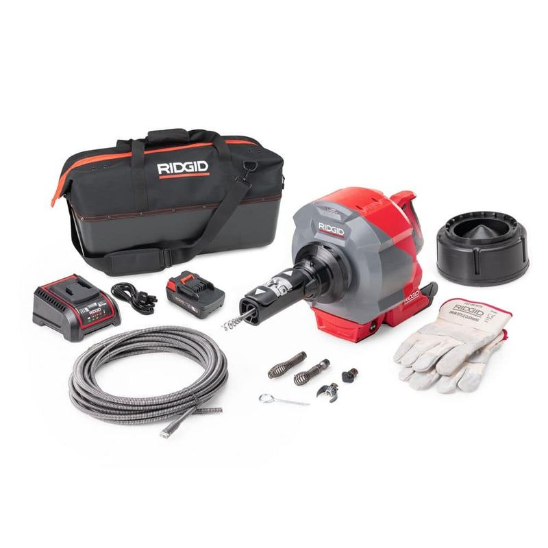 RIDGID - K-46 Cordless SinkSnake Deluxe Kit w/ 5/16 in. x 25 ft. & 3/8 in. x 35 ft. Cable, Tool Set, Case, 18V Battery & Charger