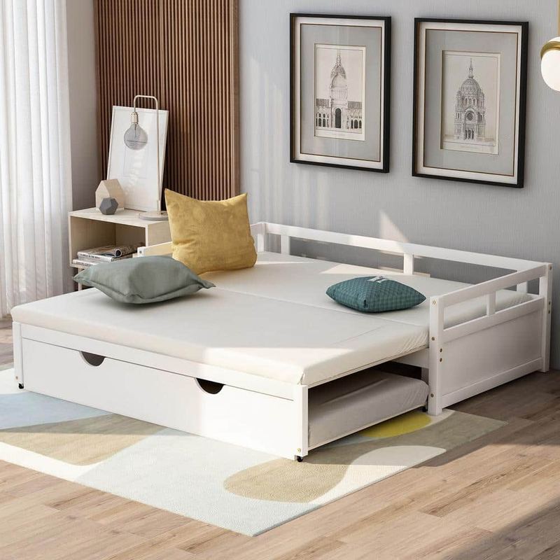 Qualler - Calpurnia White Twin Size Extending Daybed with Trundle