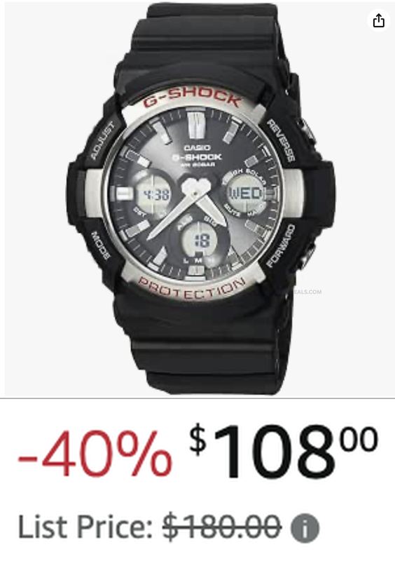$108 CASIO G-SHOCK GAS100 SPORT WATCH ⌚