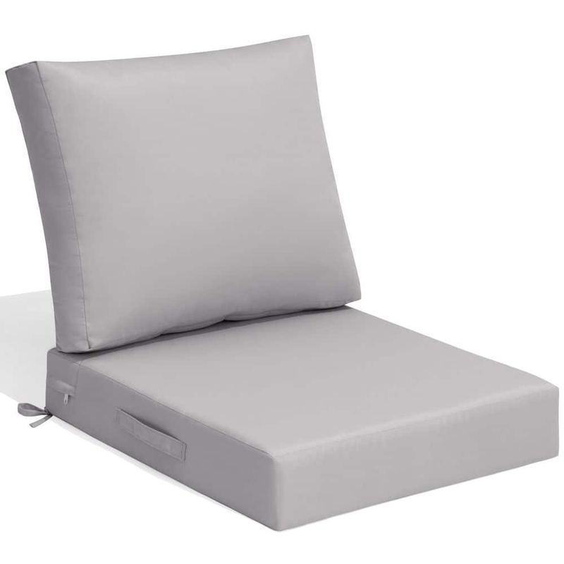 CLOUDFLY - 24 x 24 in. Light Gray Outdoor Deep Seat Cushion Set Water-Resistant and Fade-Resistant Patio Furniture Cushion