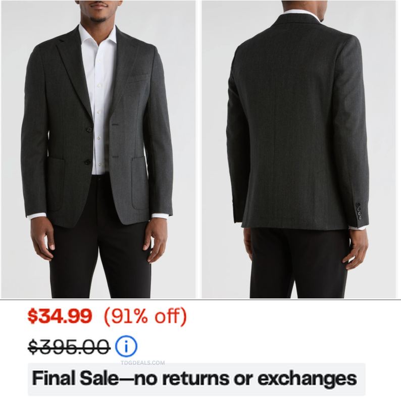 $395 CALVIN KLEIN HERRINGBONE SPORT COAT FOR $34.99