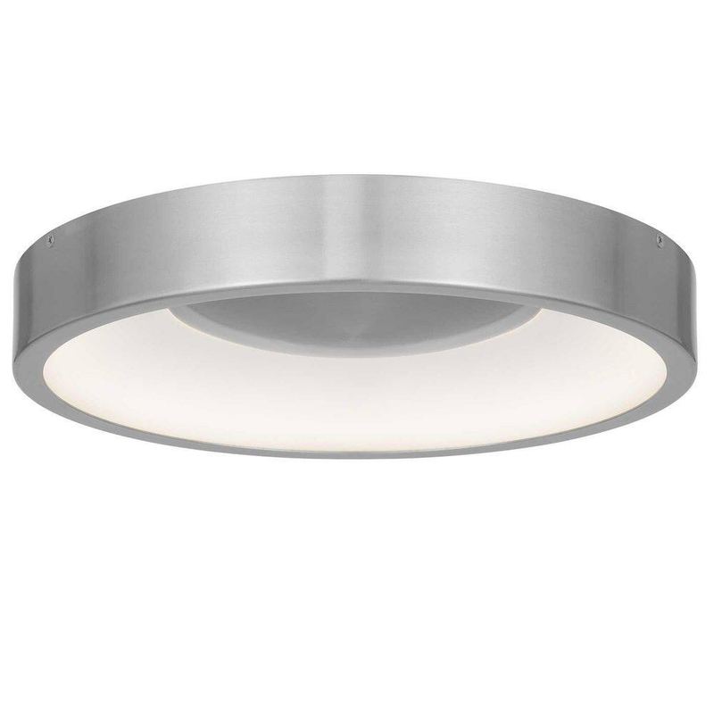 YUHAO - 14 in. Brushed Nickel Aluminum LED Flush Mount
