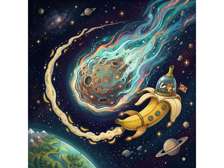 Banana Orbiting Comet