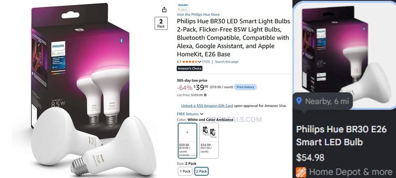 PHILIPS HUE SMART BULBS $40 ON AMAZON