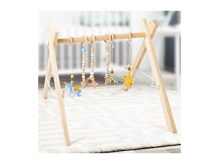 70% OFF: Wooden Baby Play Gym with Hanging Toys