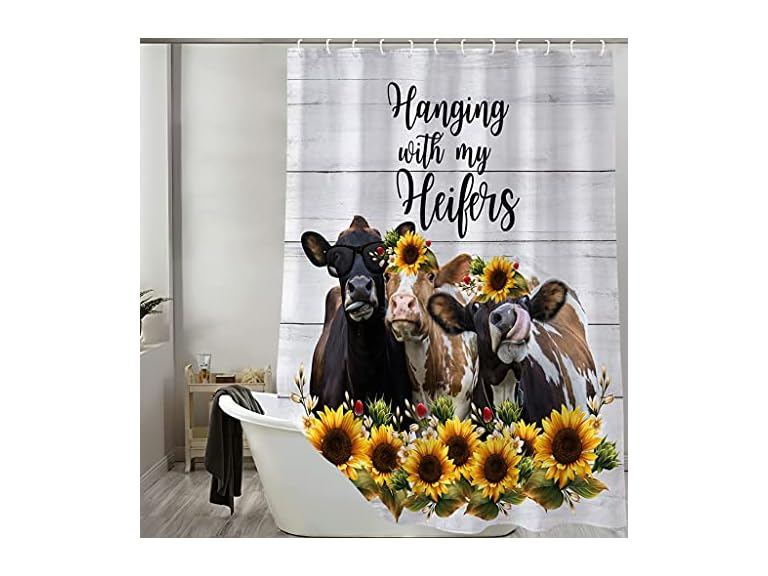 Farm Animal Cow Shower Curt, Cute Cattle