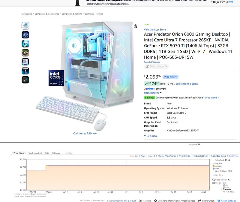 MAJOR PRICE DROP: Acer Predator Orion 6000 Gaming PC for $2,099
