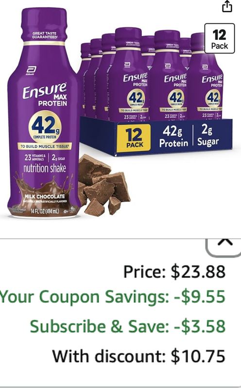 ENSURE MAX PROTEIN SHAKE (YMMV)