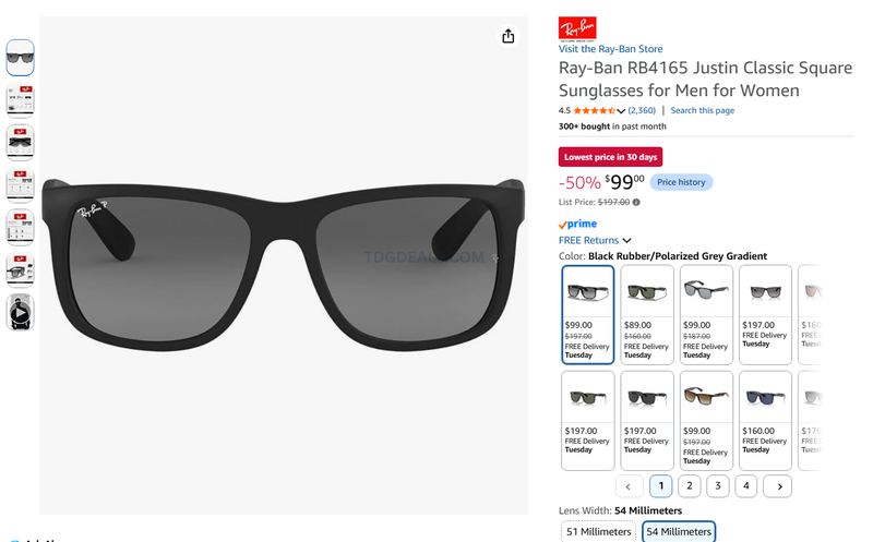 RAY-BAN RB4165 JUSTIN SUNGLASSES — $99