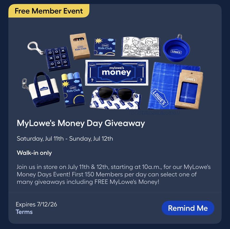 FREE MyLowe’s Money is back at Lowe’s!