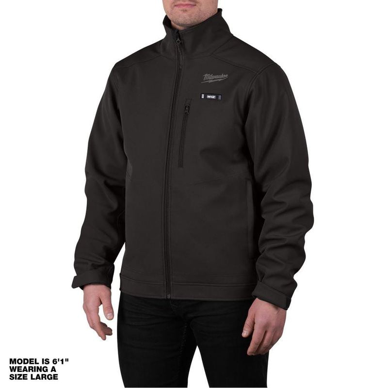 Milwaukee - Men's Large M12 12V Lithium-Ion Cordless TOUGHSHELL Black Heated Jacket with (1) 3.0 Ah Battery and Charger