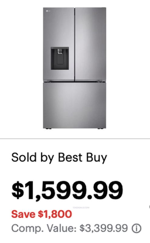 53% OFF LG 3-DOOR REFRIGERATOR @ BEST BUY