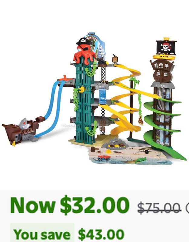 $75 ADVENTURE FORCE PIRATE GARAGE TRACK SET FOR $32