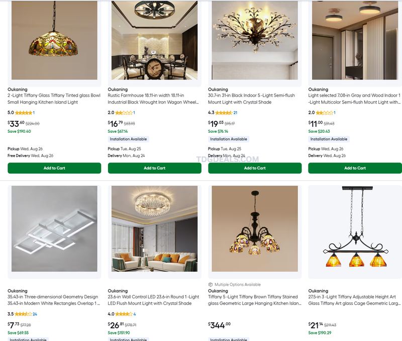 LOWE'S OUKANING LIGHTING — FROM $7.73