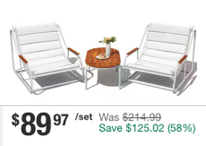 $214.99 PATIO CONVERSATION SET FOR $89.97