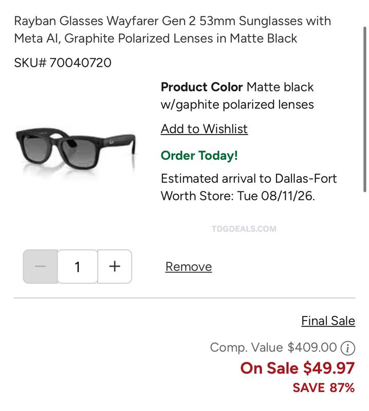 $49 RAYBAN META GLASSES