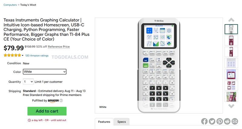 TEXAS INSTRUMENTS TI-84 EVO GRAPHING CALCULATOR — $79.99