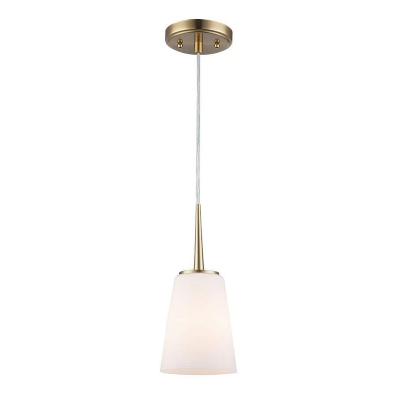 Bel Air Lighting - Horizon 1-Light Gold Hanging Mini Pendant Light Fixture with Frosted Glass Shade