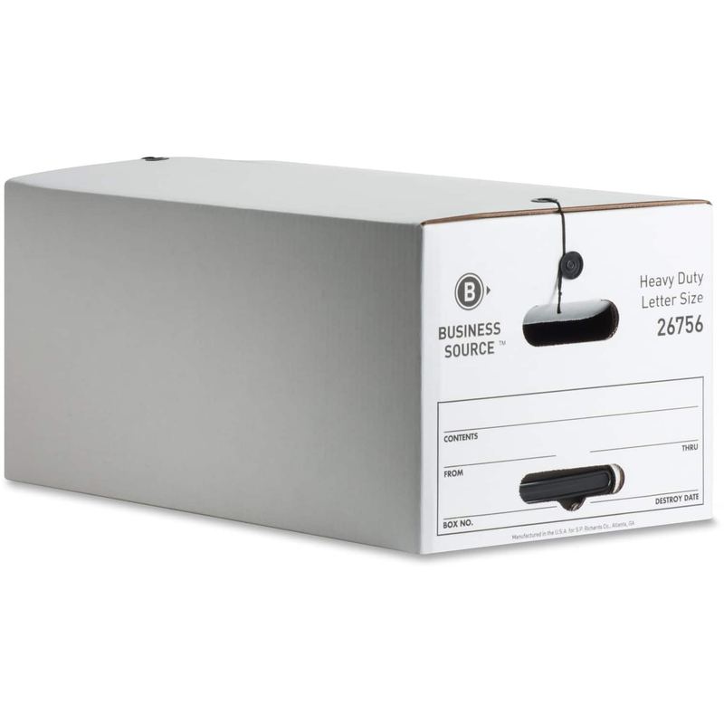 Business Source - Heavy Duty Letter Size Storage Box Medium Stackable White For File Recycled 12 / Carton