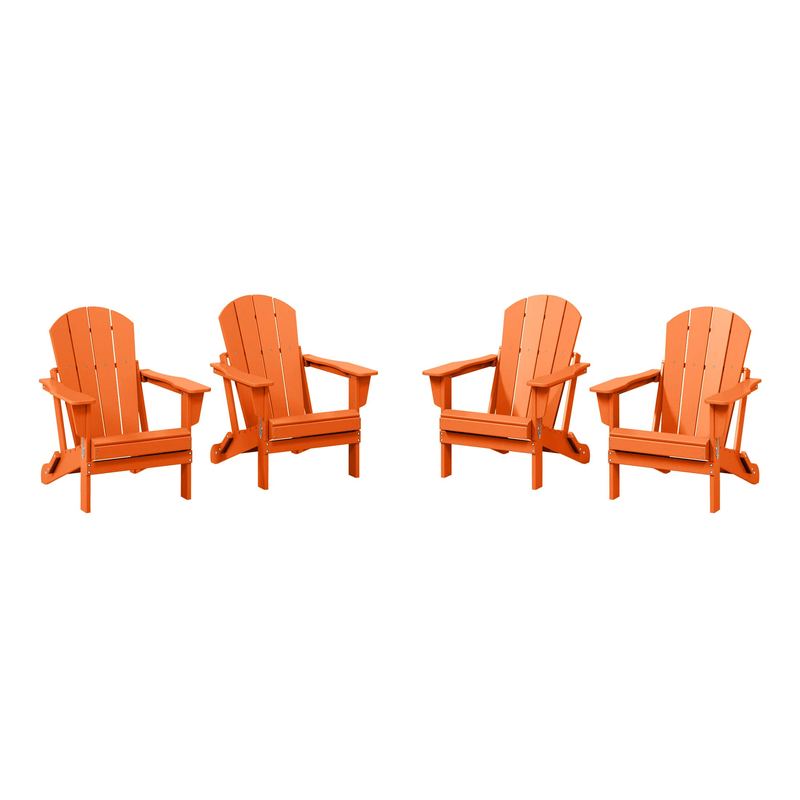 WestinTrends - Malibu Outdoor HDPE Folding Poly Adirondack Chairs (Set of 4) - Orange