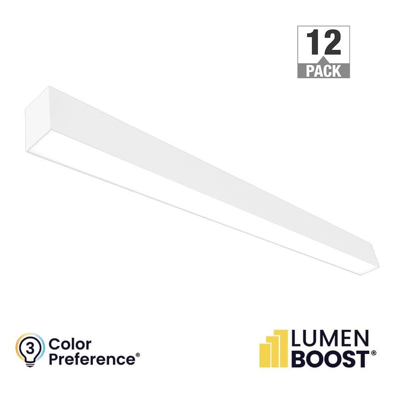 ETI LIGHTING - 12-Pack 4 ft. Integrated LED White Strip Light Fixture Architectural Linear Adjustable CCT Lumen Boost Uplight Feature