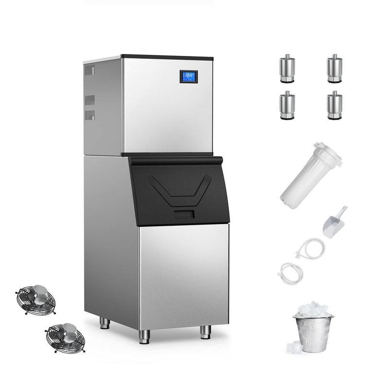 TITTLA - 22.3 in. 450 lbs. /24 Hours Split Commercial Ice Maker 300 lbs. Storage Bin in Silver Two packages 156 Ice Cubes/Cycle