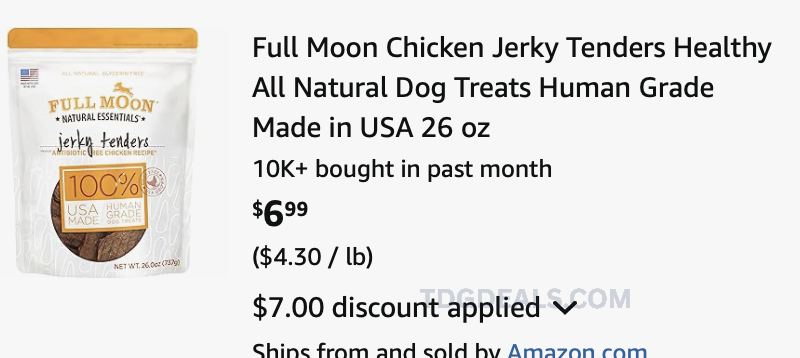 Stacking promo on Full Moon Chicken Jerky Tenders for Dogs 🐶