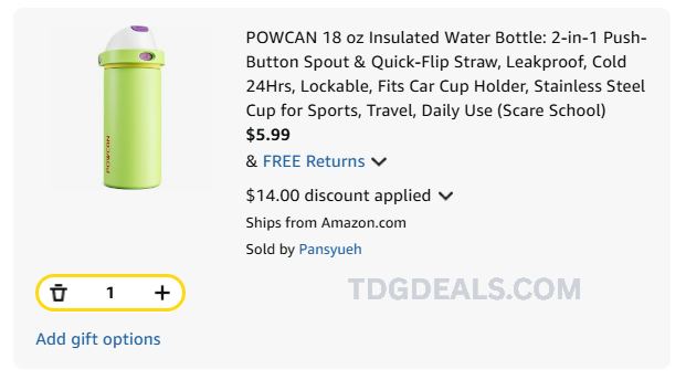 $6 POWCAN 18 oz Insulated Water Bottle