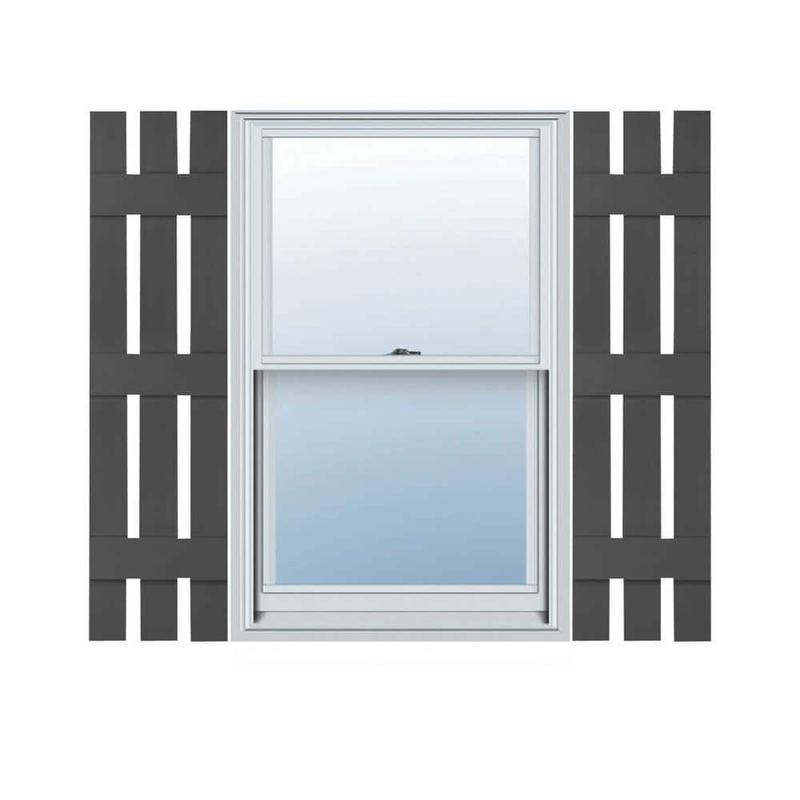 Builders Edge - 12 in. W x 72 in. H TailorMade Three Board Spaced (3 Batten), Board-n-Batten Shutters - Tuxedo Grey