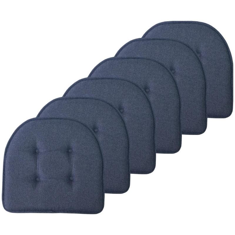 Sweet Home Collection - Denim, Solid U-Shape Memory Foam 17 in. x 16 in. Non-Slip Indoor/Outdoor Chair Seat Cushion (6-Pack)