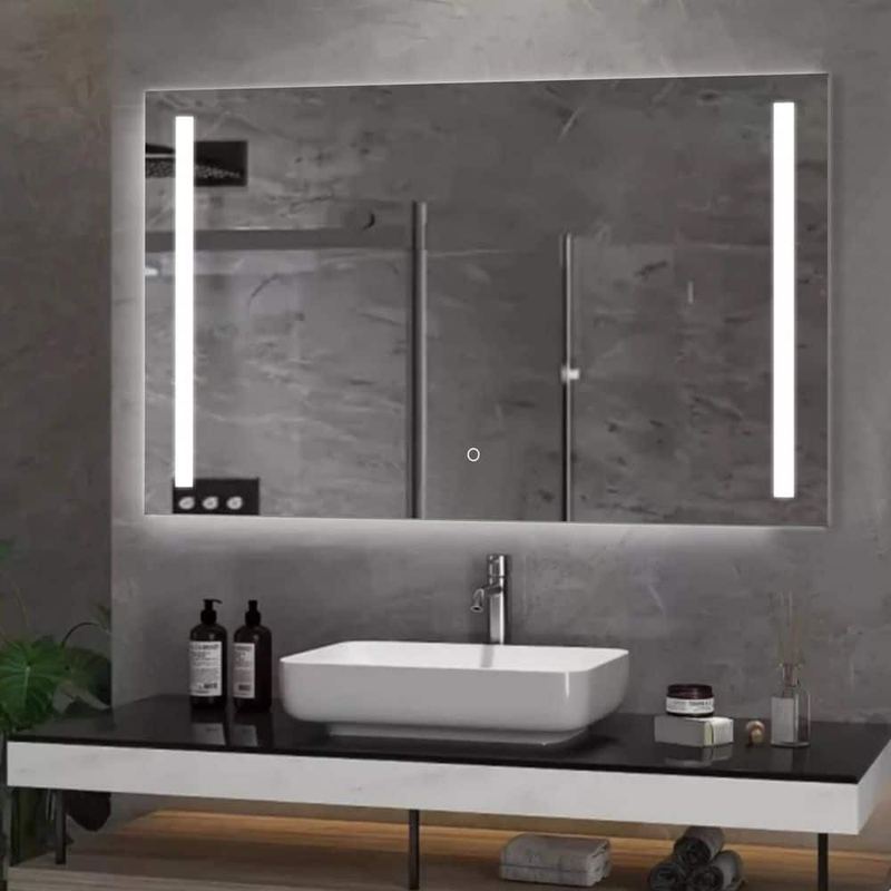 LuxHomez - 36 in. W x 60 in. H Super Bright LED Rectangular Frameless Dimmable Bathroom Vanity Mirror Wall Mirror