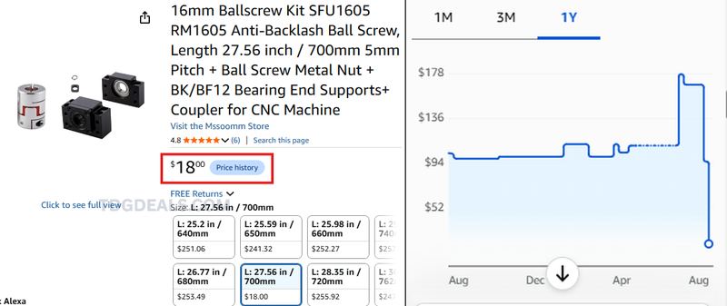 700MM BALLSCREW KIT FOR $18