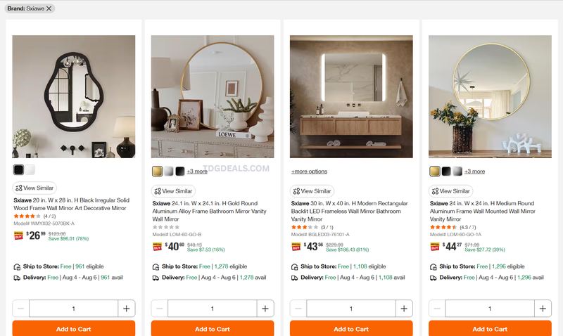 HOME DEPOT MIRROR CLEARANCE — UP TO 81% OFF