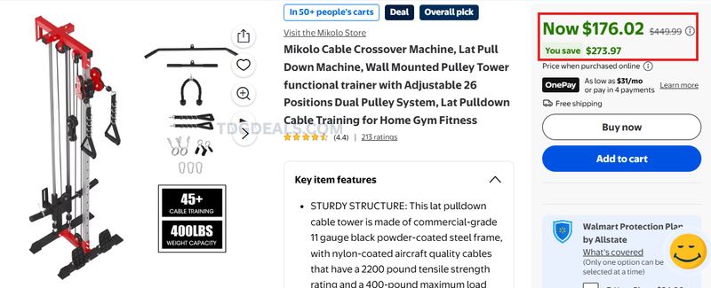 HOME GYM DEAL: MIKOLO CABLE MACHINE $176.02 💪