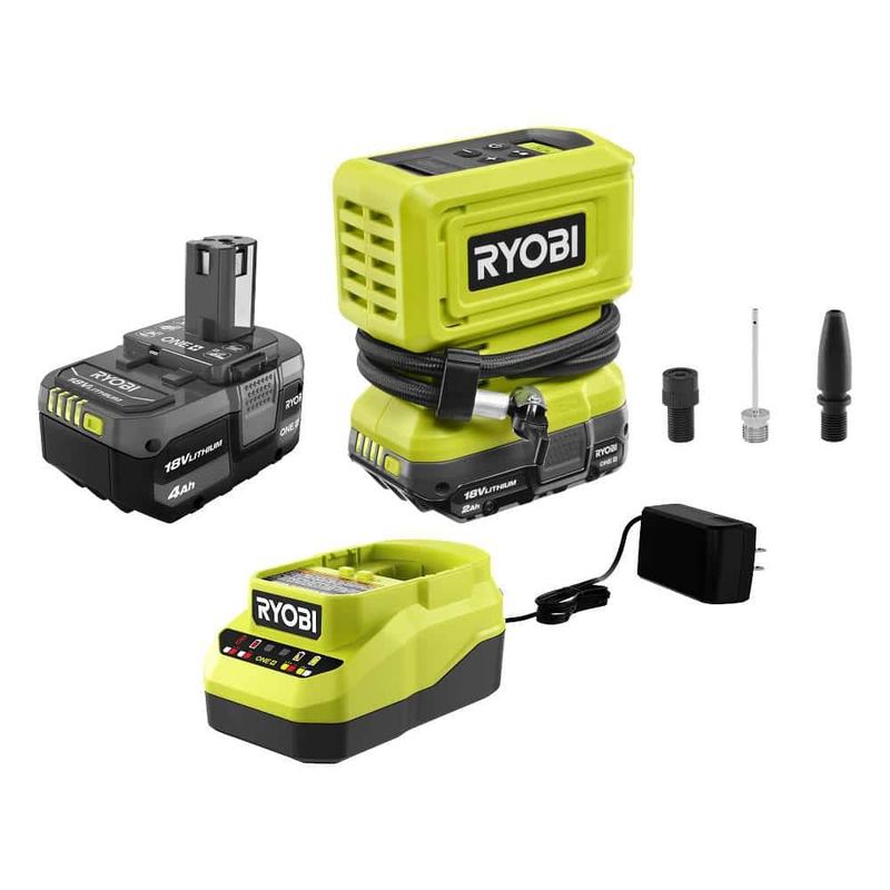 RYOBI - ONE+ 18V Cordless High Pressure Inflator with 2.0 Ah Battery, 4.0 Ah Battery, and Charger
