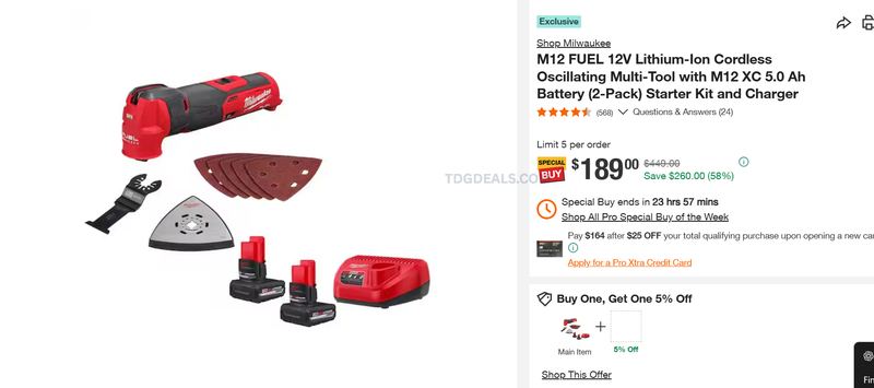 MILWAUKEE M12 FUEL OSCILLATING MULTI-TOOL KIT — $189