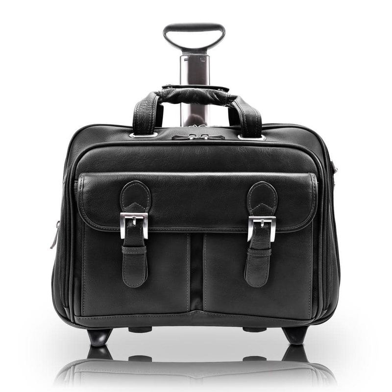 Siamod - Ceresola Napa Cashmere Leather 15 in. Checkpoint-Friendly Detachable -Wheeled Laptop Briefcase