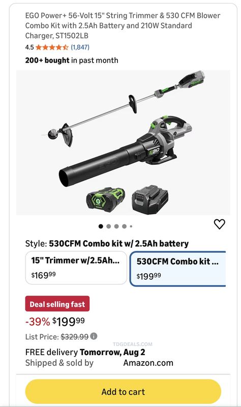 EGO POWER+ TRIMMER & BLOWER KIT FOR $200 ON AMAZON