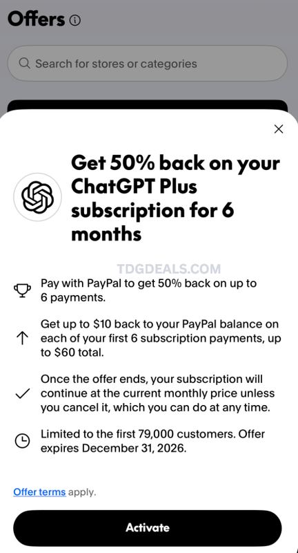 PAYPAL IS GIVING 50% BACK ON CHATGPT PLUS 🤯