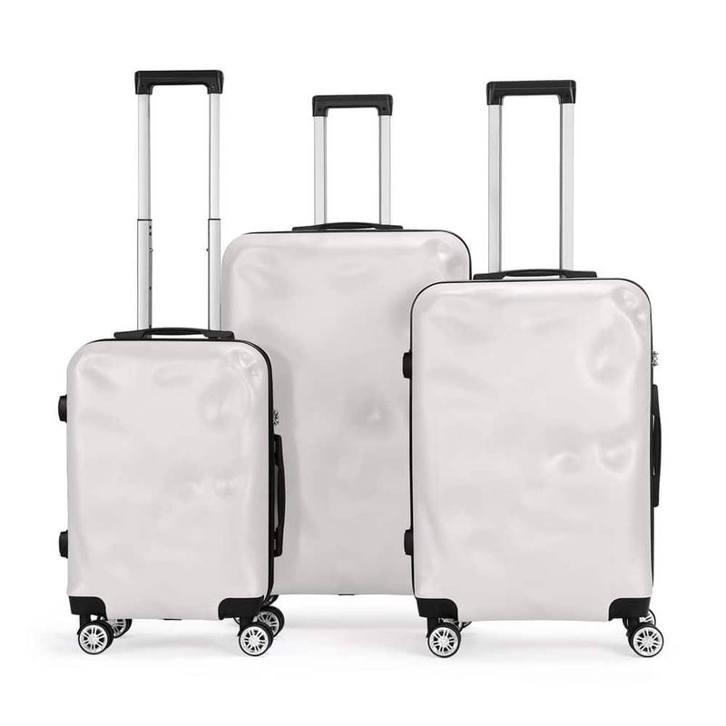 HIKOLAYAE - 3-Piece Hard Side Luggage Sets with TSA Lock Spinner Wheels, White Gray