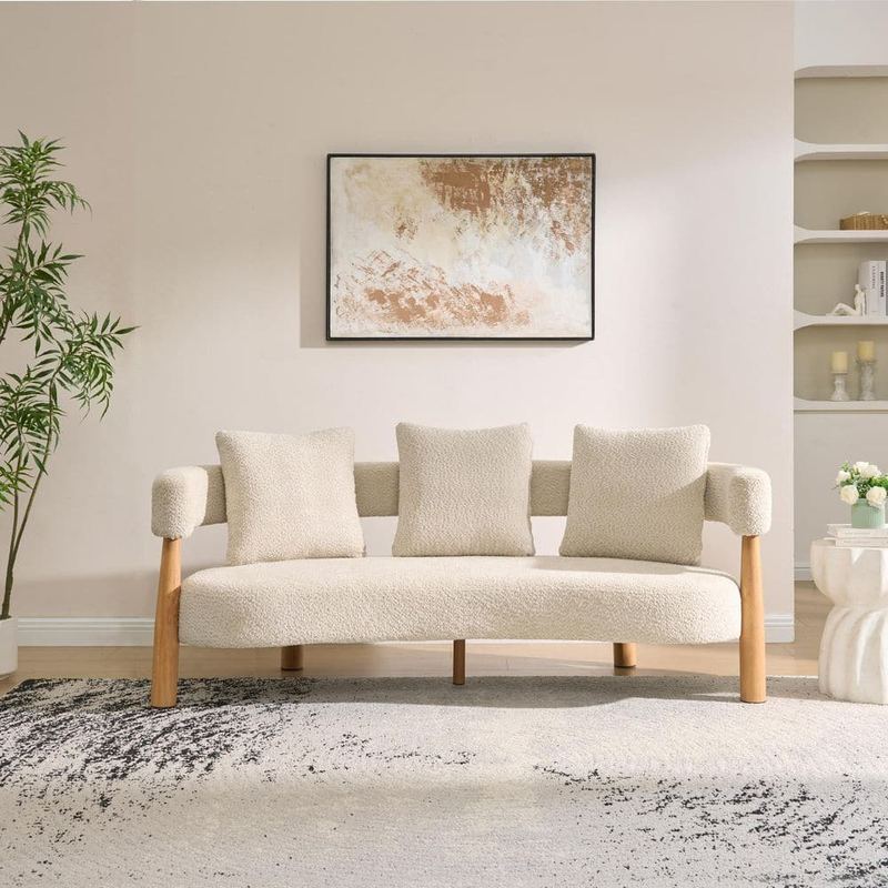 CHRISTOPHER KNIGHT HOME - Rhea 75.3 in. Round Arm Fabric Rectangle Fabric Sofa in Light Grey with 5 Legs