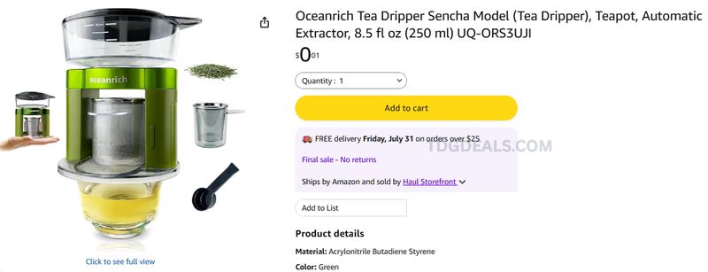 OCEANRICH TEA DRIPPER FOR JUST $0.01 🍵