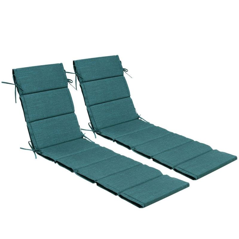 Pellebant - 21 in. x 72 in. 2-Piece Outdoor Chaise Lounge Cushion Foldable Patio Pool Lounge Chair Cushions in Malachite