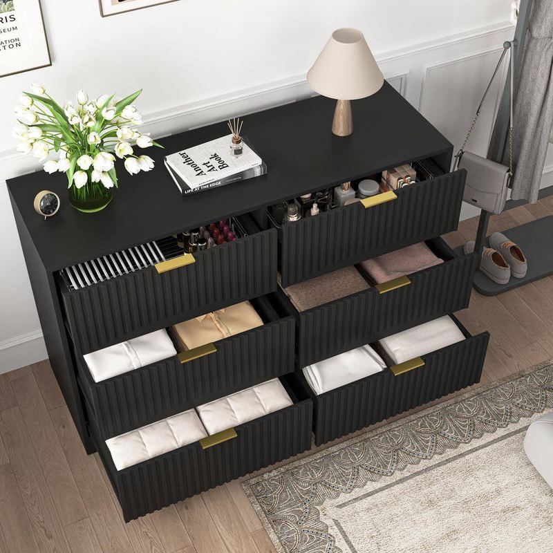 Nestfair - Black 6 Drawer 47.2 in. Dresser without Mirror