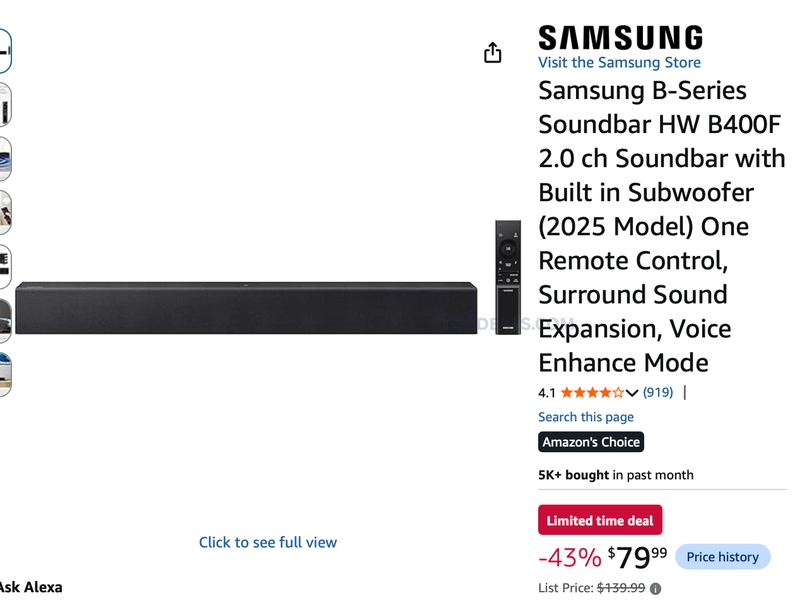 $79.99 SAMSUNG B-SERIES SOUNDBAR