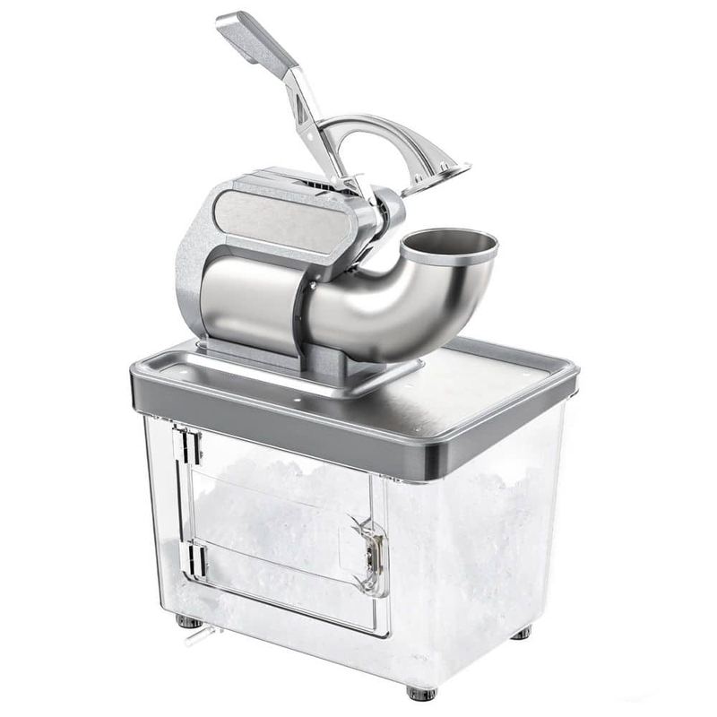EUHOMY - 8000 oz. /H Silver Commercial Ice Crusher Snow Cone Machine with Dual Blades, 34L Box, 300W Motor, ETL-Certified