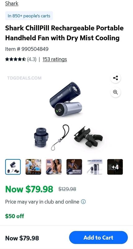 SHARK CHILLPILL PORTABLE MISTING FAN - $79.98