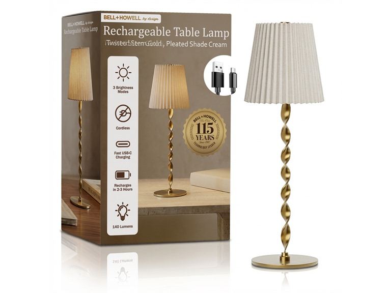 Twisted Stem Pleated Shade Cream Lamp