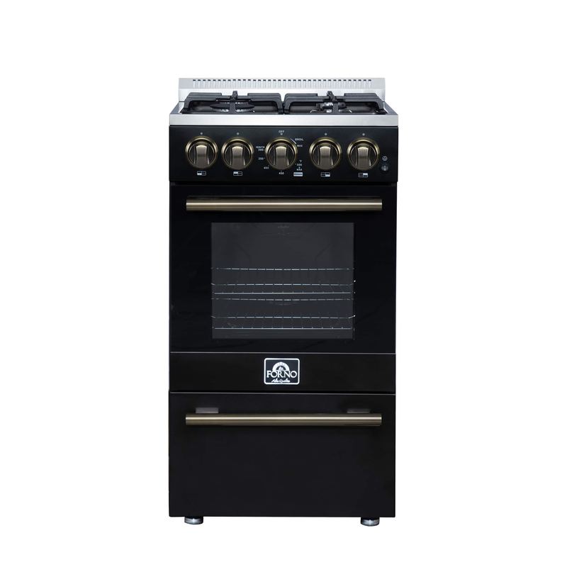 Forno Appliances - 24 in. Wide 4 burner Lamazze 2.05 Cu. Ft. Freestanding Gas Range - Black